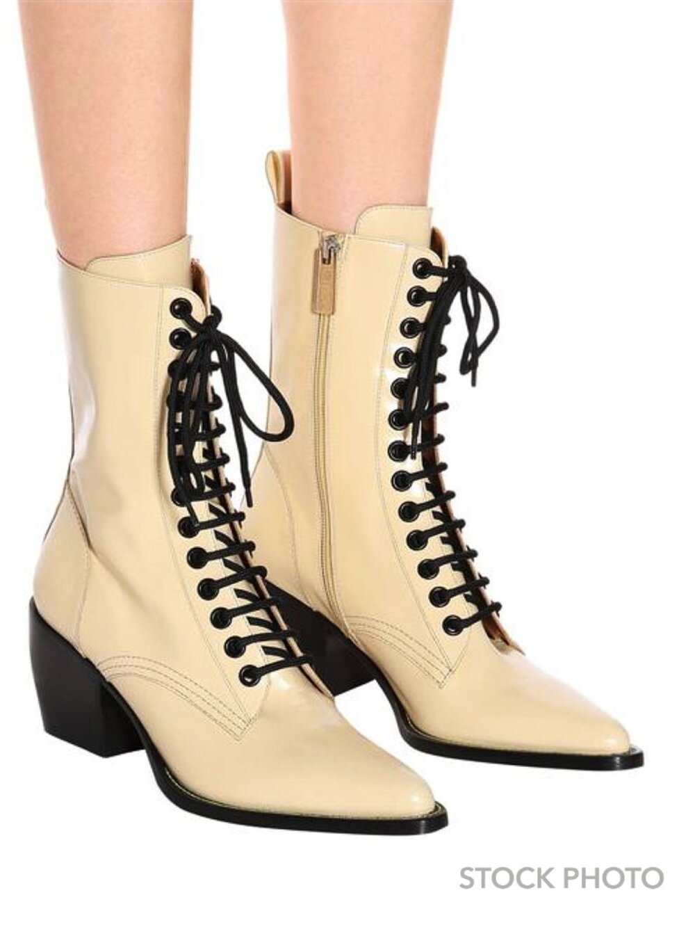 CHLOÉ Rylee Lace-Up Ankle Boots in Ivory – FR 39.5 / US 8.5–9